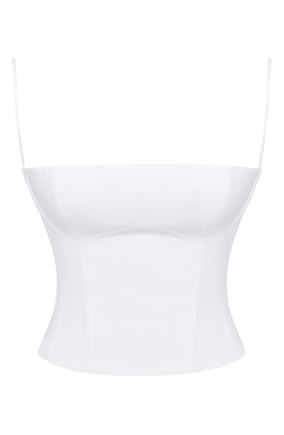 House Of Cb Audette Structured Cotton Twill Corset Top In White