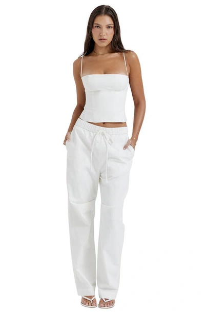 Shop House Of Cb Audette Structured Cotton Twill Corset Top In White