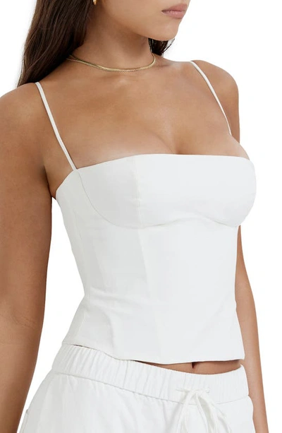House Of Cb Audette Structured Cotton Twill Corset Top In White