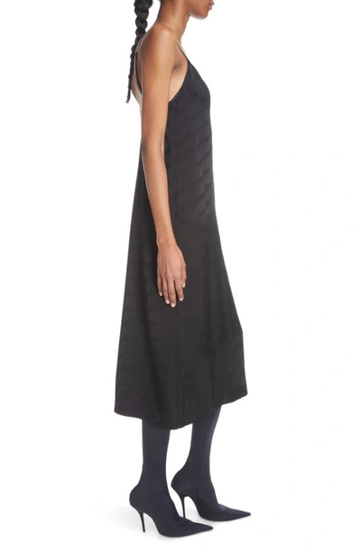 Shop Balenciaga Logo Jacquard Slipdress In Black