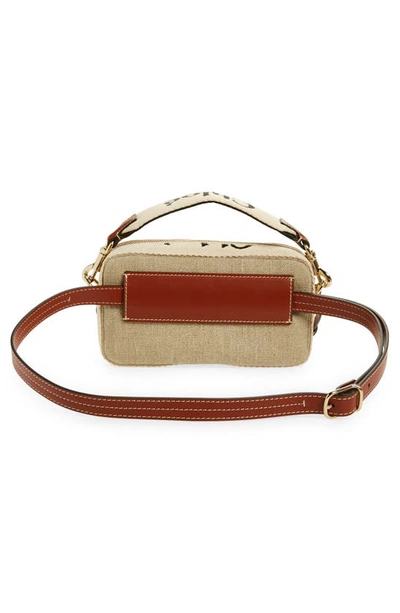Shop Chloé Woody Linen Canvas Belt Bag In Sepia Brown 27s