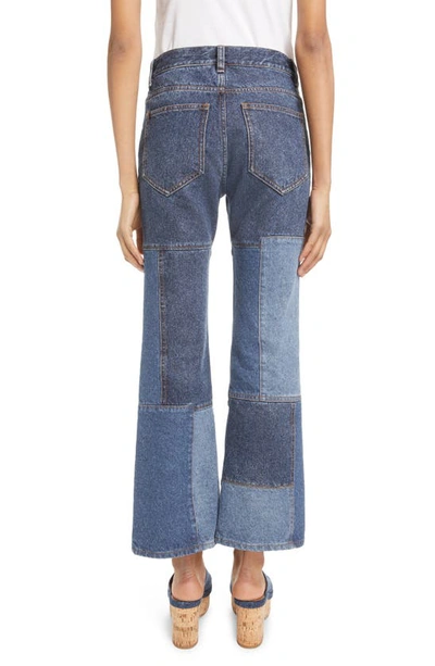 Shop Chloé Patchwork Crop Jeans In 4za-multicolor Blue 1