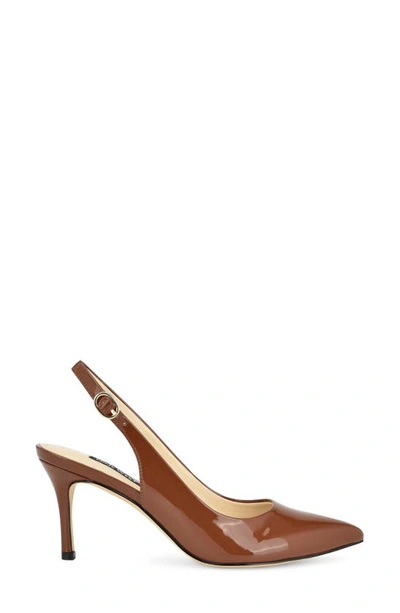 Nine West Menora 3 Womens Patent Pointed Toe Slingback Heels In Dark Brown