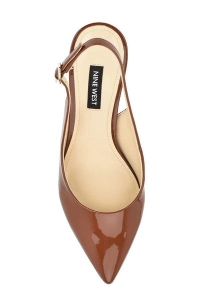 Nine West Menora 3 Womens Patent Pointed Toe Slingback Heels In Dark Brown