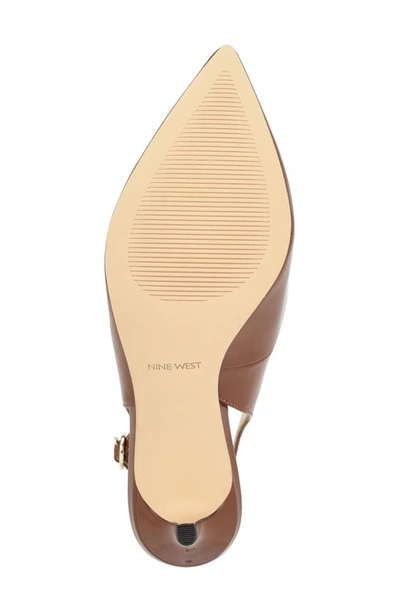 Nine West Menora 3 Womens Patent Pointed Toe Slingback Heels In Dark Brown