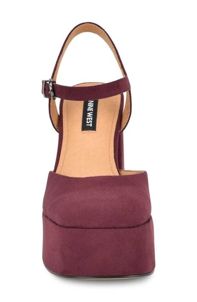 Nine West Stacie Platform Pump In Dark Red