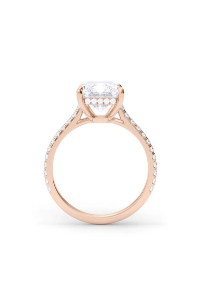 Shop Hautecarat Radiant Cut Lab Created Diamond & Pavé 18k Gold Ring In 18k Rose Gold