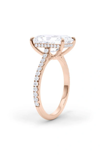Hautecarat Radiant Cut & Pavé Lab Created Diamond 18k Gold Ring In 18k Rose Gold