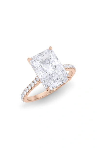 Hautecarat Radiant Cut & Pavé Lab Created Diamond 18k Gold Ring In 18k Rose Gold