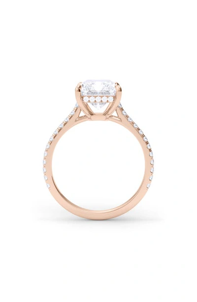 Hautecarat Radiant Cut & Pavé Lab Created Diamond 18k Gold Ring In 18k Rose Gold
