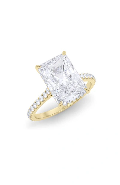 Shop Hautecarat Radiant Cut & Pavé Lab Created Diamond 18k Gold Ring In 18k Yellow Gold