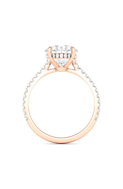 Shop Hautecarat Oval Cut & Pavé Lab Created Diamond 18k Gold Ring In 18k Rose Gold