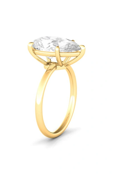 Hautecarat Pear Cut Lab Created Diamond 18k Gold Ring In 18k Yellow Gold