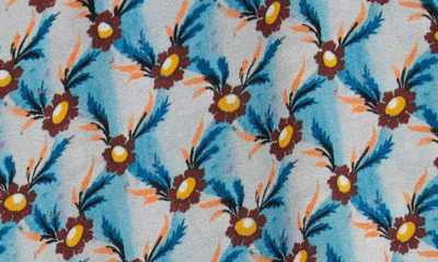 Shop Etro Lattice Floral Print Long Sleeve Stretch Crepe Dress In 0250 - Azzurro