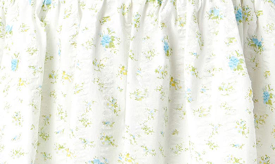 English Factory Floral Print Puff Sleeve Peplum Blouse In Blue Multi