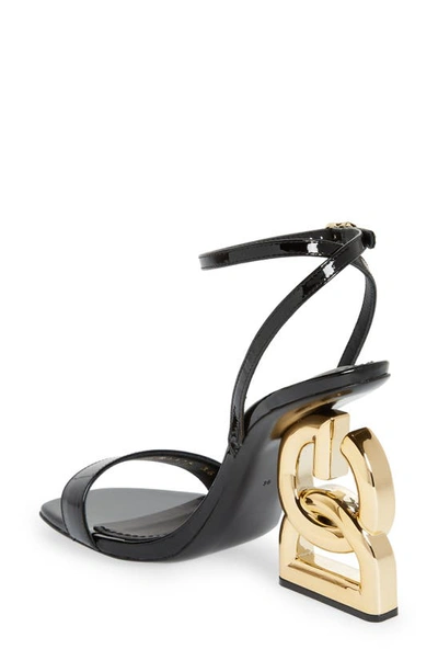 Shop Dolce & Gabbana Logo Heel Ankle Strap Sandal In Black