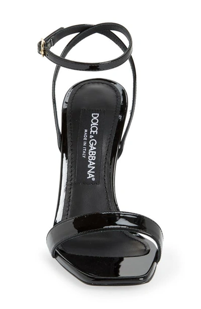 Shop Dolce & Gabbana Logo Heel Ankle Strap Sandal In Black