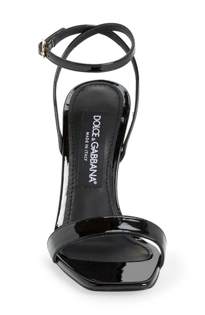 Dolce & Gabbana Patent Leather Sandals With Dg 3.5 Heel In Black