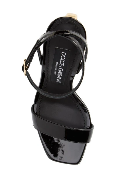 Shop Dolce & Gabbana Logo Heel Ankle Strap Sandal In Black