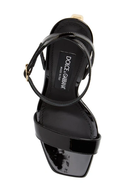 Dolce & Gabbana Patent Leather Sandals With Dg 3.5 Heel In Black