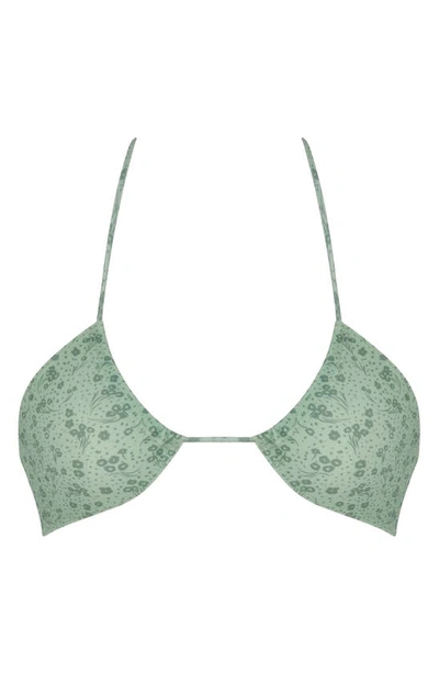 House Of Cb Lira Bikini Top In Green Floral
