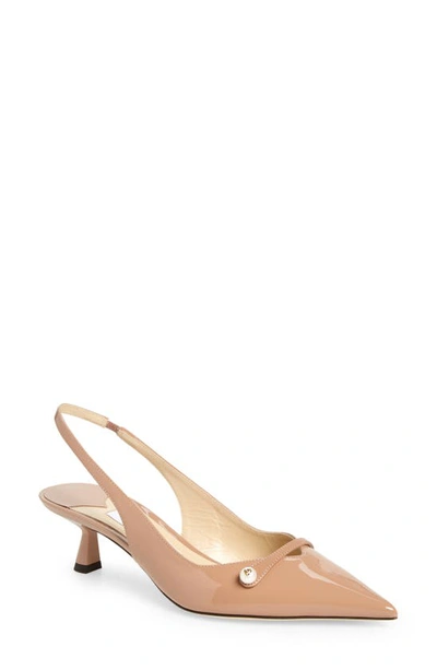 Shop Jimmy Choo Amita Pointed Toe Slingback Pump In Ballet Pink