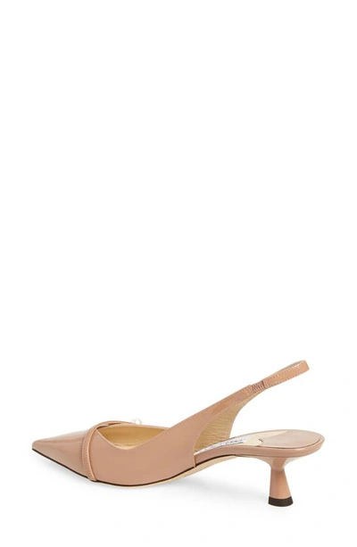 Jimmy Choo Amita 45 Slingback Pumps In Patent And Nappa Leather In Ballet Pink