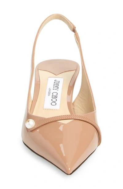 Jimmy Choo Amita 45 Slingback Pumps In Patent And Nappa Leather In Ballet Pink