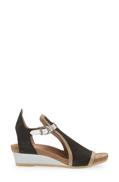 Shop Naot Fiona Wedge Sandal In Black Leather