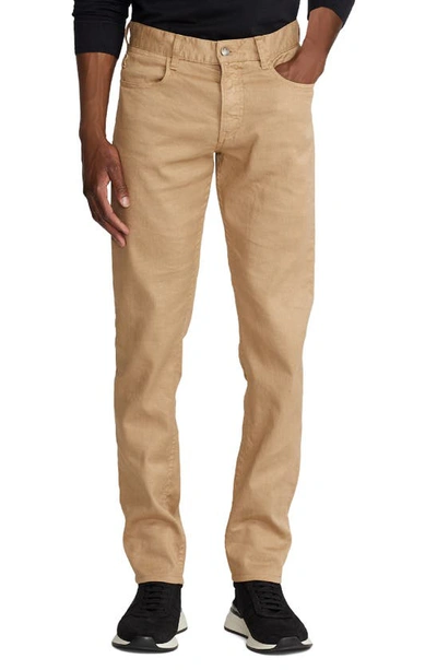 Shop Ralph Lauren Purple Label Slim Fit Linen & Cotton Five-pocket Pants In Icon Khaki
