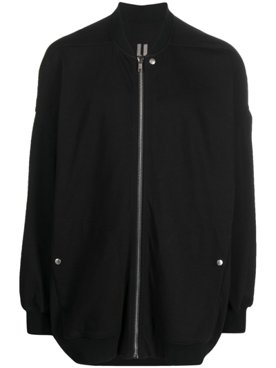 Shop Rick Owens Zip-up Cotton Bomber Jacket In Black