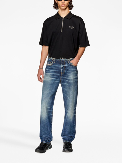 Shop Diesel T-vor-od Cotton Polo Shirt In Black