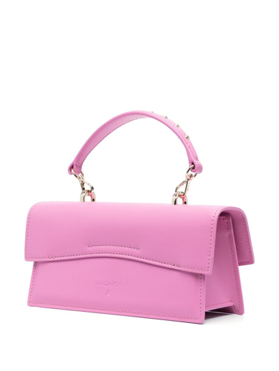 Shop Patrizia Pepe Logo-plaque Leather Tote Bag In Pink