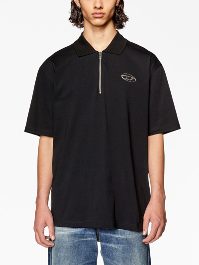 Shop Diesel T-vor-od Cotton Polo Shirt In Black