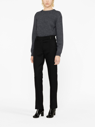 Brunello Cucinelli Flannel Wool Pant With Contrast Taffetta Waist And Drawstring In Black