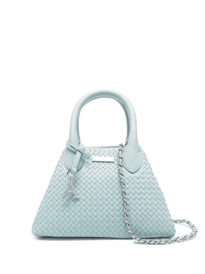 Shop Aspinal Of London Mini Paris Leather Tote Bag In Blue