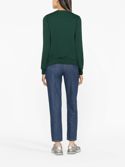 Apc Madame Logo-print Cotton Sweatshirt In Green
