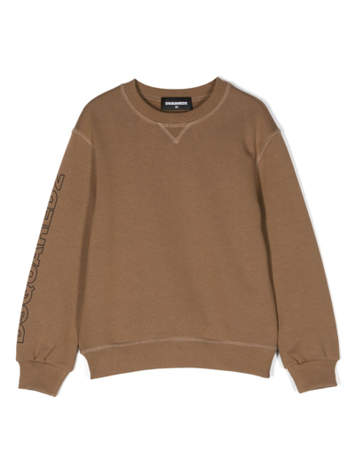 Shop Dsquared2 Logo-print Cotton Sweatshirt In Brown