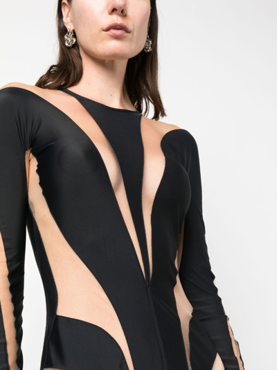 Shop Mugler Cut-out Flared Maxi Dress In Black
