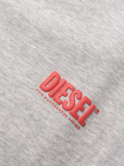 Shop Diesel Logo-embroidered Pyjama Top In Grey