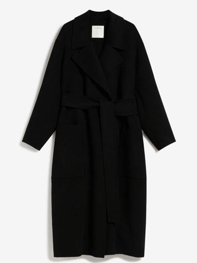 Shop Sportmax Wraparound Belted Coat In Black