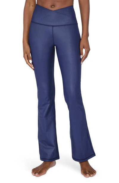 Shop 90 Degree By Reflex Interlink Flared Yoga Pants In Evening Blue