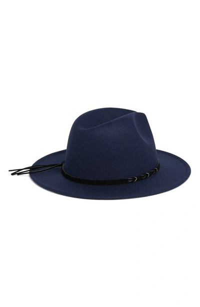 Shop Steve Madden Tory Braided Trim Fedora Hat In Denim