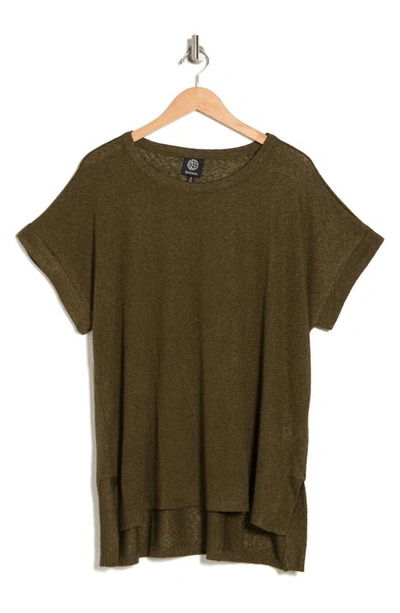 Shop Bobeau Stripe Side Slit T-shirt In Olive