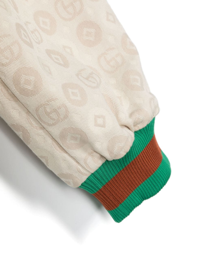 Shop Gucci Logo-print Sleeveless Cotton Jumpsuit In Neutrals