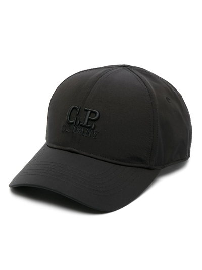 Shop C.p. Company Logo-embroidered Curved-peak Cap In Black