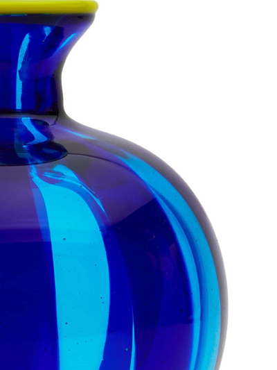 Shop La Doublej Ciccio Striped Glass Vase (11.5cm) In Blue