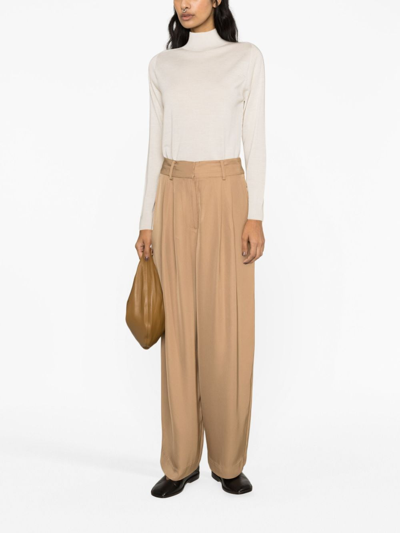 Shop By Malene Birger Piscali Mid-rise Tailored Trousers In Brown