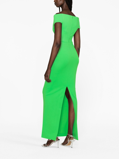 Shop Solace London Marlowe Off-shoulder Gown In Green