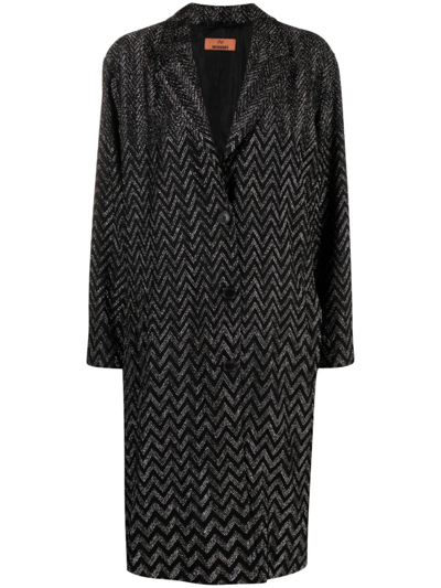 Shop Missoni Zig-zag Single-breasted Coat In Black
